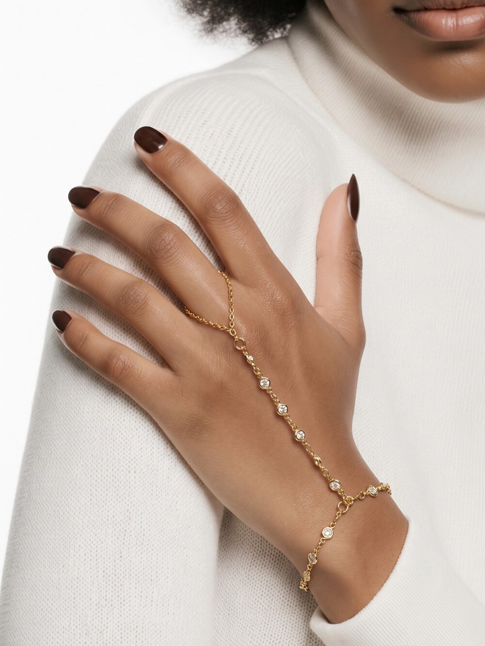 Mayamar Gold Ring Bracelet with Clear Crystals & Gift Bag